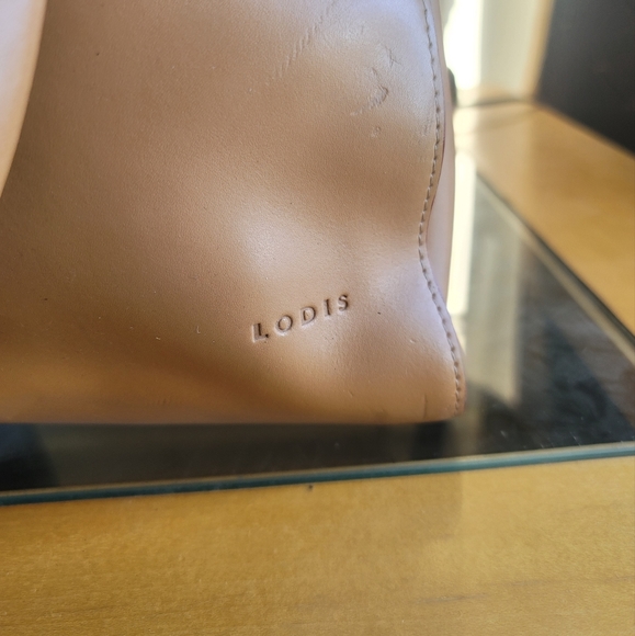 Lodis Audrey Leather Briefcase Shoulder bag Tan with red - Picture 2 of 16